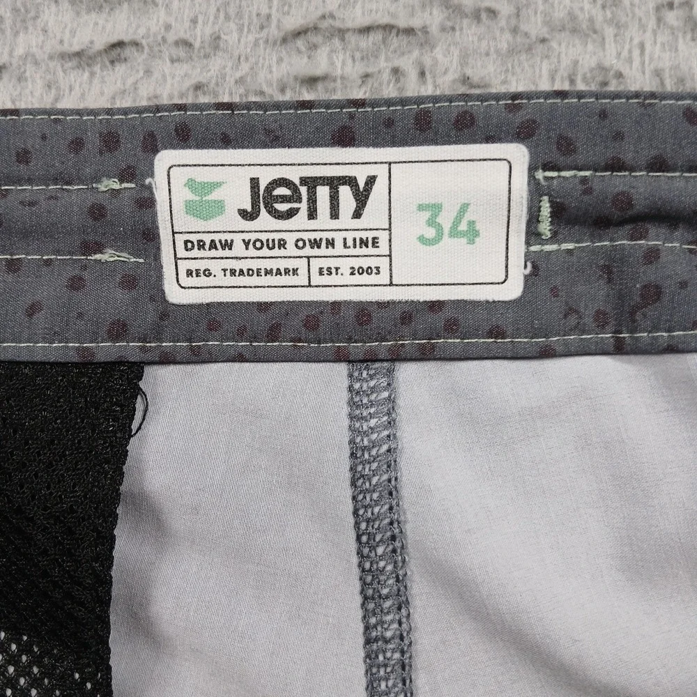 Jetty Boardshorts‎ Mens 34 Gray Green Stripe Swim Surf Trunks